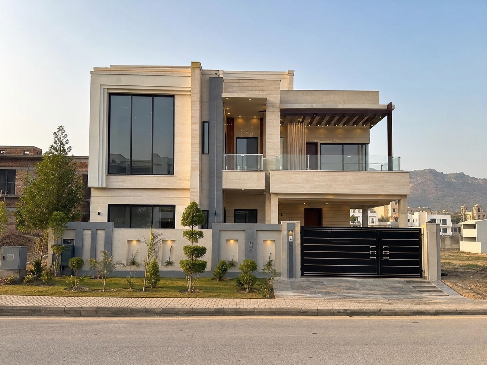 Modern Fatima Manzil style houses on a clean Islamabad housing society street